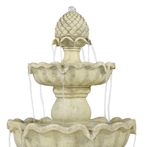 Sunnydaze Pineapple Fiberglass Outdoor 3-Tier Water Fountain