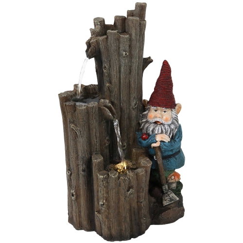 SUNNYDAZE DECOR  Sunnydaze Resting Gnome Outdoor Water Fountain With Led Lights - 17 In