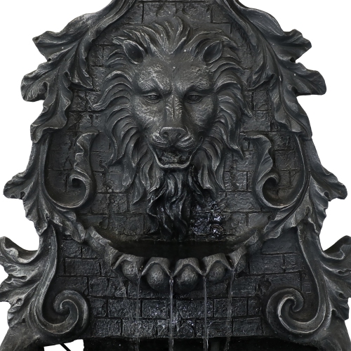 Sunnydaze Stoic Courage Lion Head Polyresin Outdoor Solar Wall Fountain