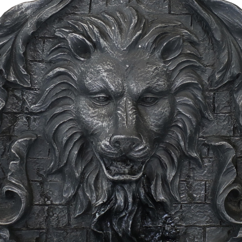 Sunnydaze Stoic Courage Lion Head Polyresin Outdoor Solar Wall Fountain