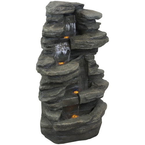 SUNNYDAZE DECOR  Sunnydaze Electric Stacked Shale Water Fountain With Led Lights - 38 In I love it