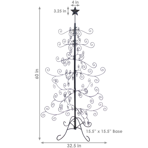 Sunnydaze Noelle Indoor Black Metal Christmas Ornament Tree - 5 ft