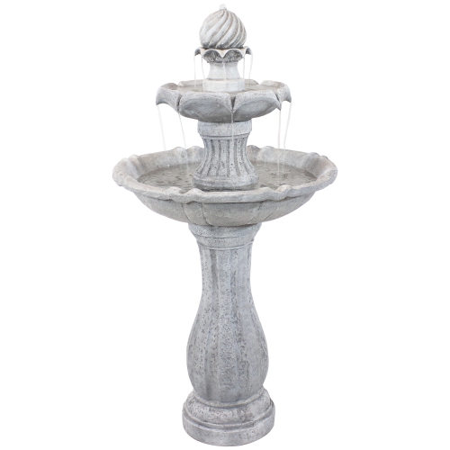 SUNNYDAZE DECOR  Sunnydaze Arcade Resin Outdoor 2-Tier Solar Fountain With Battery - In White 