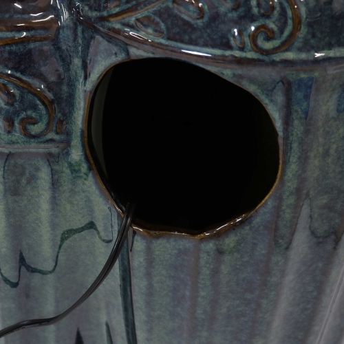 Sunnydaze Tour de Vase Ceramic Pot Water Fountain with LED Lights - 27 in