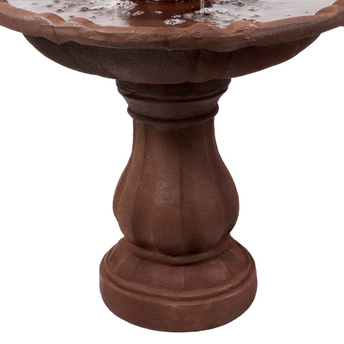Sunnydaze Resin Outdoor 2-Tier Solar Water Fountain with Battery - Rust