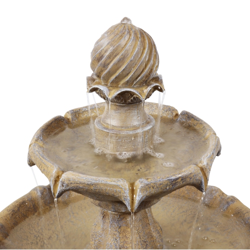 Sunnydaze Resin Outdoor 2-Tier Solar Water Fountain with Battery - Earth