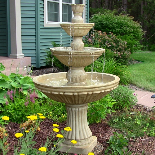 Sunnydaze Classic Designer Polystone Outdoor 3-Tier Fountain - White