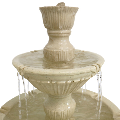 Sunnydaze Classic Designer Polystone Outdoor 3-Tier Fountain - White