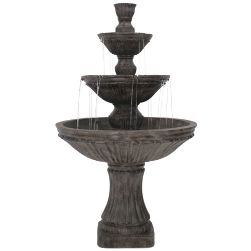 Sunnydaze Classic Designer Polystone Outdoor 3-Tier Fountain - Dark Brown