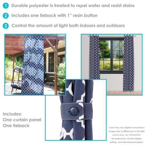 Sunnydaze Indoor/Outdoor Curtain Panel - Blue - 52 in x 108 in