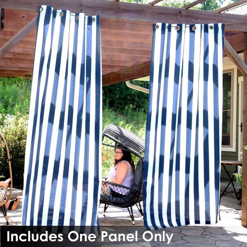 Sunnydaze Indoor/Outdoor Curtain Panel - Stripe - 52 in x 108 in