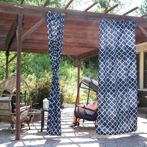 Sunnydaze Indoor/Outdoor Curtain Panel - Blue - 52 in x 108 in - Set of 2