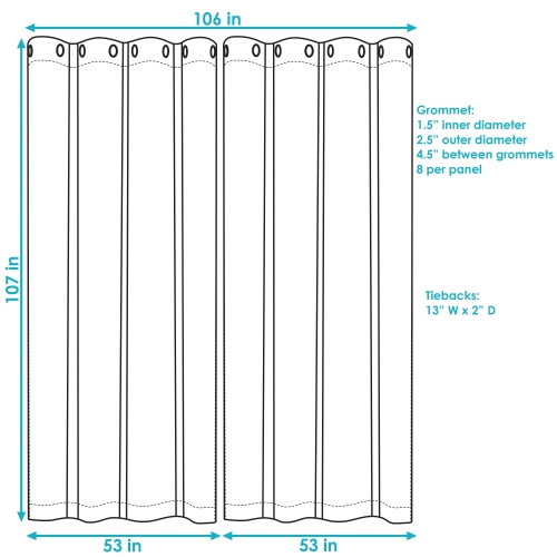 Sunnydaze Indoor/Outdoor Curtain Panel - Blue - 52 in x 108 in - Set of 2