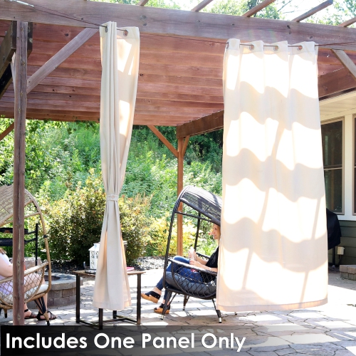 Sunnydaze Modern Outdoor Curtain Panel - Beige - 52 in x 96 in