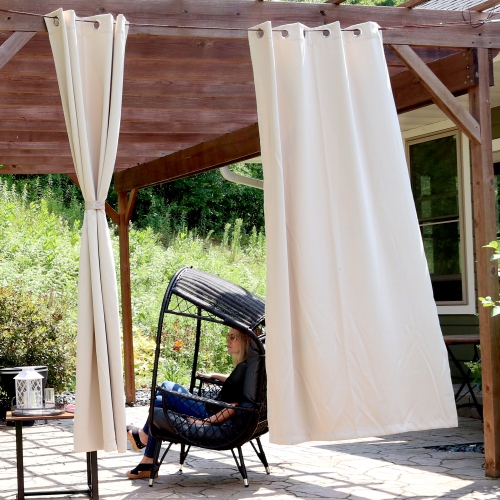 Sunnydaze Room Darkening Curtain Panel - Beige - 52 in x 96 in - Set of 2