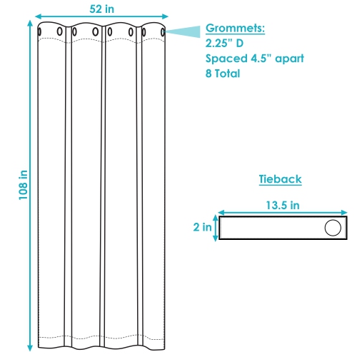Sunnydaze Outdoor Blackout Curtain Panel - Blue - 52 in x 108 in