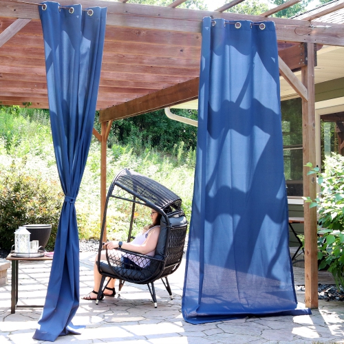 Sunnydaze Indoor/Outdoor Curtain Panel - Blue - 52 in x 120 in - Set of 2