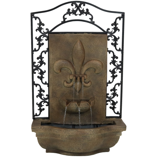 Sunnydaze French Lily Polystone Outdoor Solar Wall Fountain - Florentine