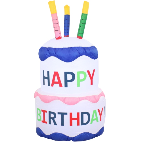 SUNNYDAZE DECOR  Sunnydaze Birthday Cake Led Inflatable Yard Decoration - 4 Ft Easy to set up and provided a great birthday decoration