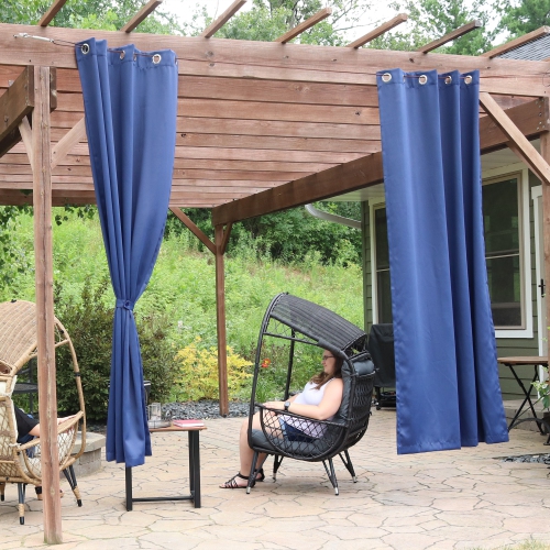 Sunnydaze Outdoor Blackout Curtain Panel - Blue - 52 in x 96 in - Set of 2