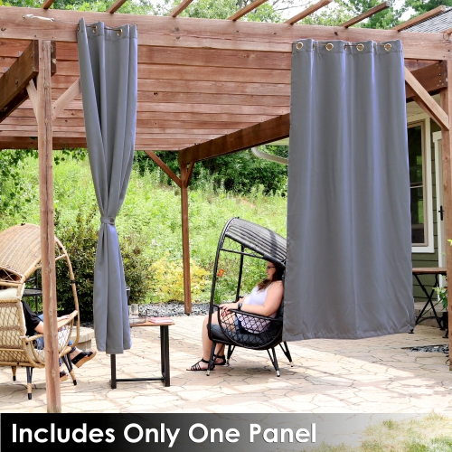 Sunnydaze Outdoor Blackout Curtain Panel - Gray - 52 in x 96 in