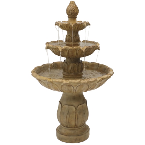 Sunnydaze Classic Tulip Polystone Outdoor 3-Tier Fountain - Stone
