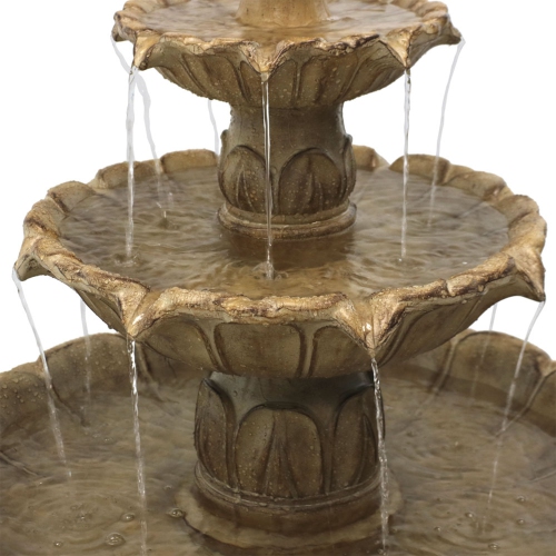 Sunnydaze Classic Tulip Polystone Outdoor 3-Tier Fountain - Stone