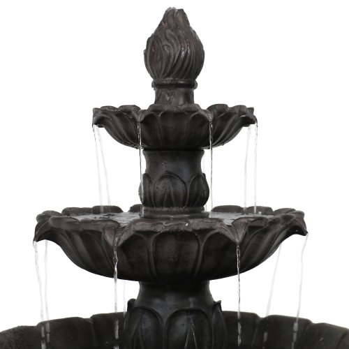 Sunnydaze Classic Tulip Polystone Outdoor 3-Tier Fountain - Dark Brown