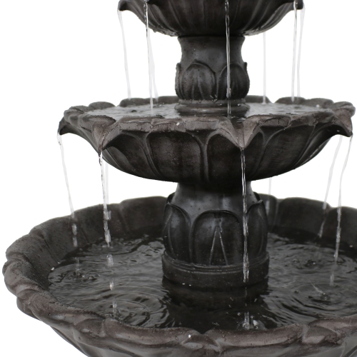 Sunnydaze Classic Tulip Polystone Outdoor 3-Tier Fountain - Dark Brown