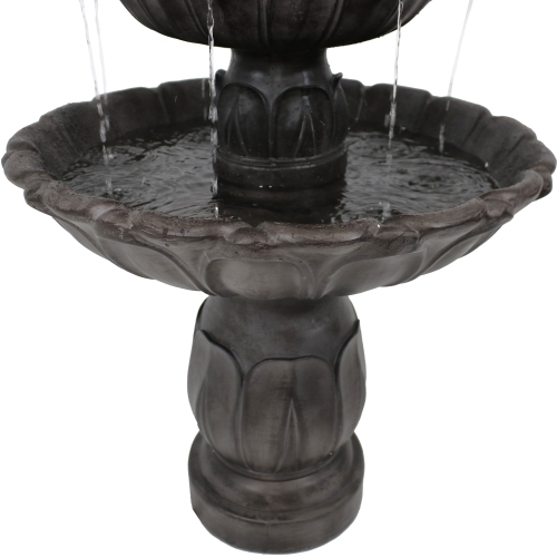 Sunnydaze Classic Tulip Polystone Outdoor 3-Tier Fountain - Dark Brown