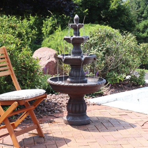 Sunnydaze Mediterranean Resin Outdoor 4-Tier Water Fountain