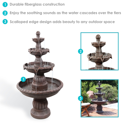 Sunnydaze Mediterranean Resin Outdoor 4-Tier Water Fountain
