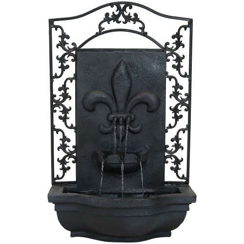 Sunnydaze French Lily Polystone Outdoor Wall Fountain - Lead