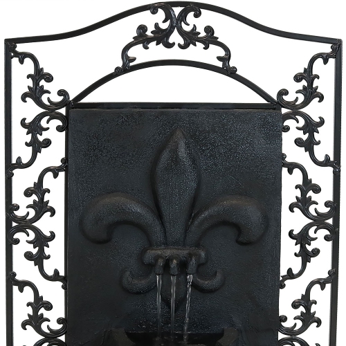 Sunnydaze French Lily Polystone Outdoor Wall Fountain - Lead