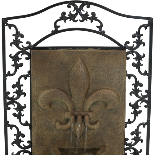 Sunnydaze French Lily Polystone Outdoor Wall Fountain - Florentine Stone