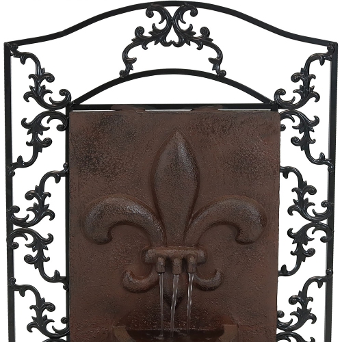 Sunnydaze French Lily Polystone Outdoor Wall Fountain - Iron