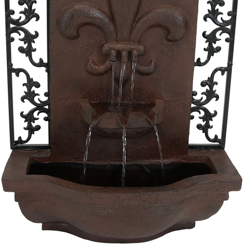 Sunnydaze French Lily Polystone Outdoor Wall Fountain - Iron