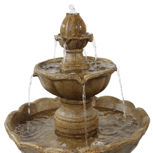 Sunnydaze Blooming Flower Resin Outdoor 2-Tier Water Fountain