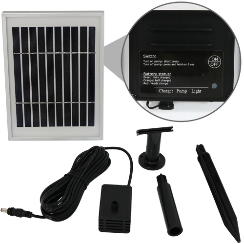 Sunnydaze 3-Tier Chiseled Basin Solar Water Fountain with Battery - 17 in