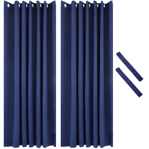 Sunnydaze Outdoor Blackout Curtain Panel - Blue - 100 in x 84 in - Set of 2