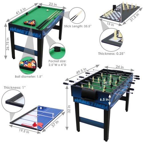 Sunnydaze 10-in-1 Game Table with Billiards, Foosball and Hockey - Blue