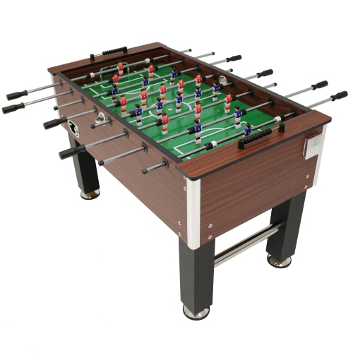 Sunnydaze 55 in Faux Wood Foosball Game Table with Folding Drink Holders