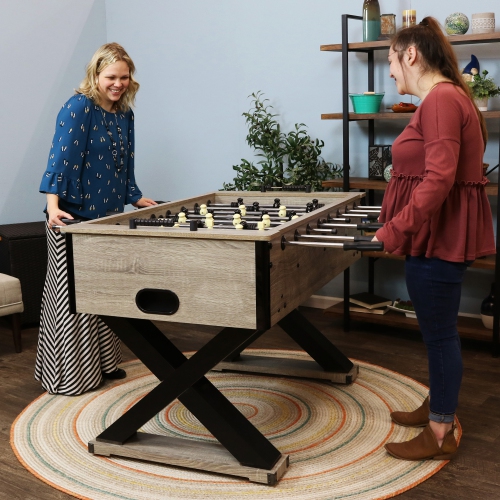 Sunnydaze Delano 54.5 in Foosball Table with Distressed Wood Look