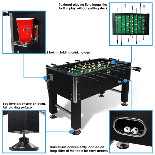 Sunnydaze 55 in Foosball Game Table with Drink Holders