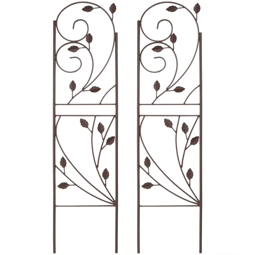 SUNNYDAZE DECOR  Sunnydaze 32 In Steel Wire Swirl Leaf Garden Plant Trellis - Set Of 2 In Brown I love the design