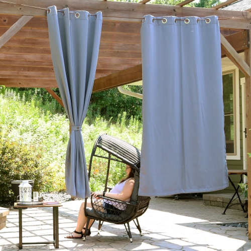 Sunnydaze Outdoor Blackout Curtain Panel - Gray - 52 in x 84 in - Set of 2