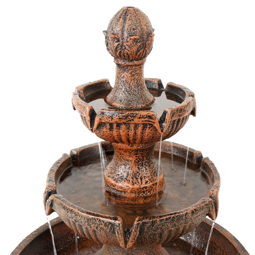 Sunnydaze Flower Blossom Resin Outdoor 3-Tier Fountain - Brown