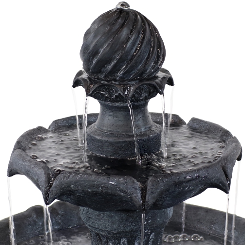 Sunnydaze Arcade Resin Outdoor 2-Tier Solar Fountain with Battery - Black