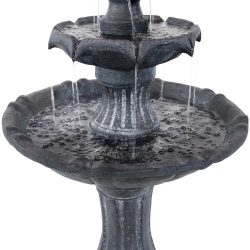 Sunnydaze Arcade Resin Outdoor 2-Tier Solar Fountain with Battery - Black