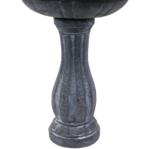 Sunnydaze Arcade Resin Outdoor 2-Tier Solar Fountain with Battery - Black